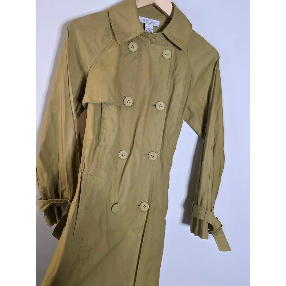 Emanuel Ungaro long line asymmetrical yellow/Green Trench Coat Size 6 - Picture 14 of 14